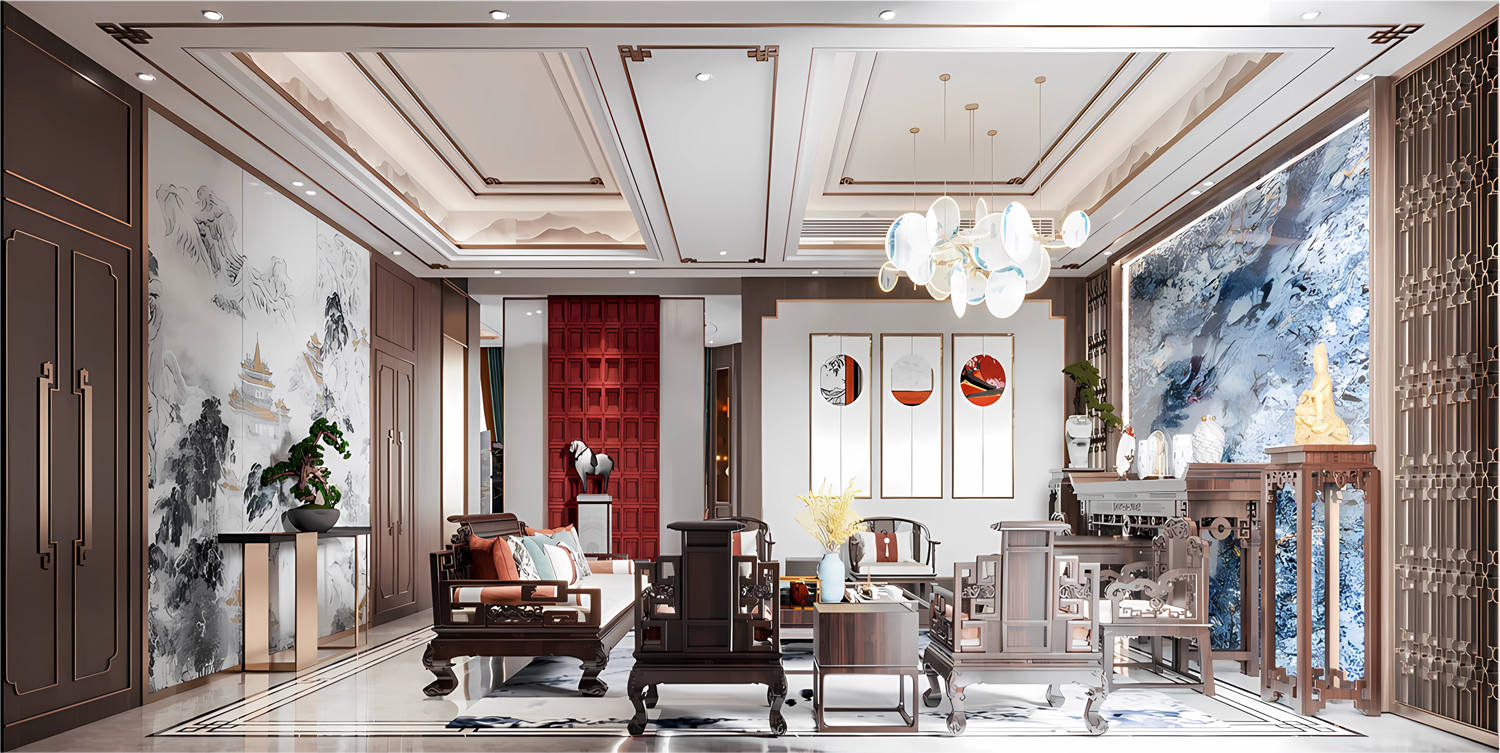 武汉别墅装修,新中式风格