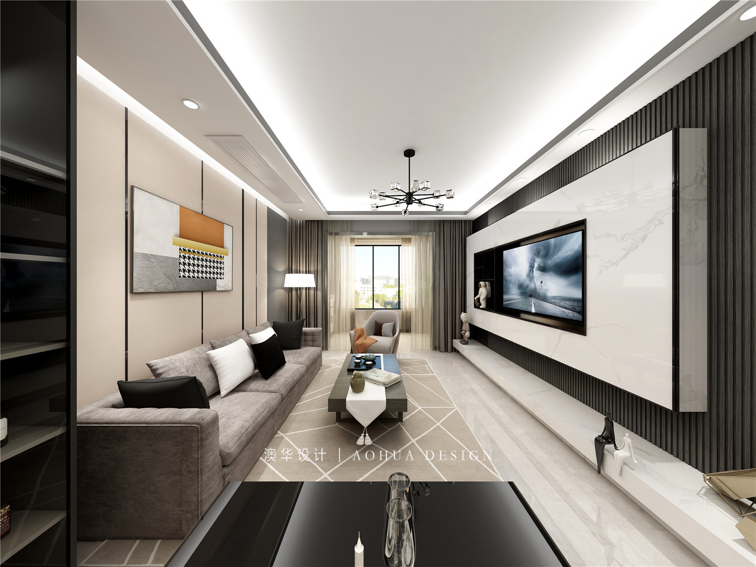 华润翡翠城装修,现代轻奢风格