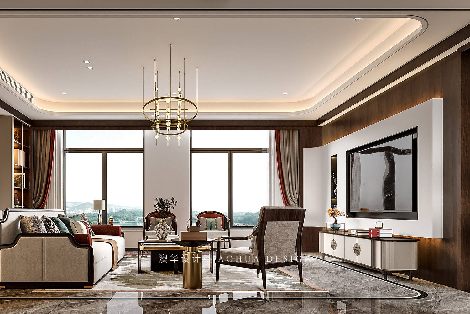 武汉别墅装修,新中式风格设计