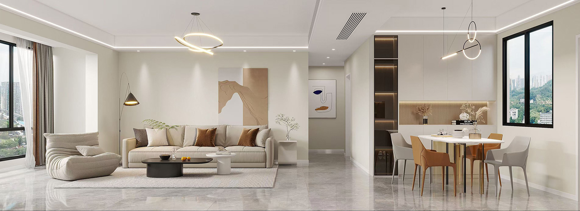 御江苑装修,奶油风格装修